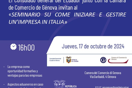 17 ottobre Seminario su come iniziare e gestire un’impresa in Italia