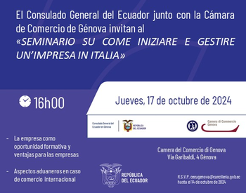 17 ottobre Seminario su come iniziare e gestire un’impresa in Italia