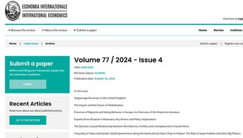 31 ottobre - Pubblicato  il numero di novembre di Economia Internazionale/International Economics