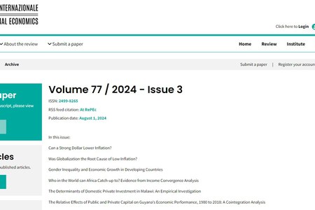 1 agosto 2024 - Online il terzo numero di Economia Internazionale/International Economics